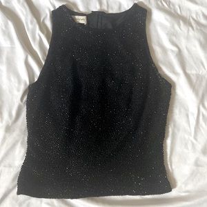 Cecily Brown sleeveless beaded black blouse